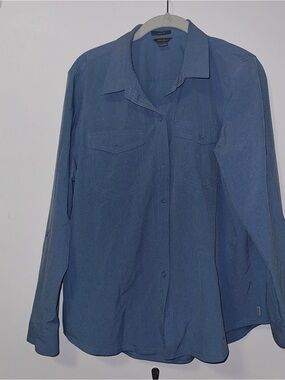 Eddie Bauer Blue Button-Down UPF Hiking Shirt